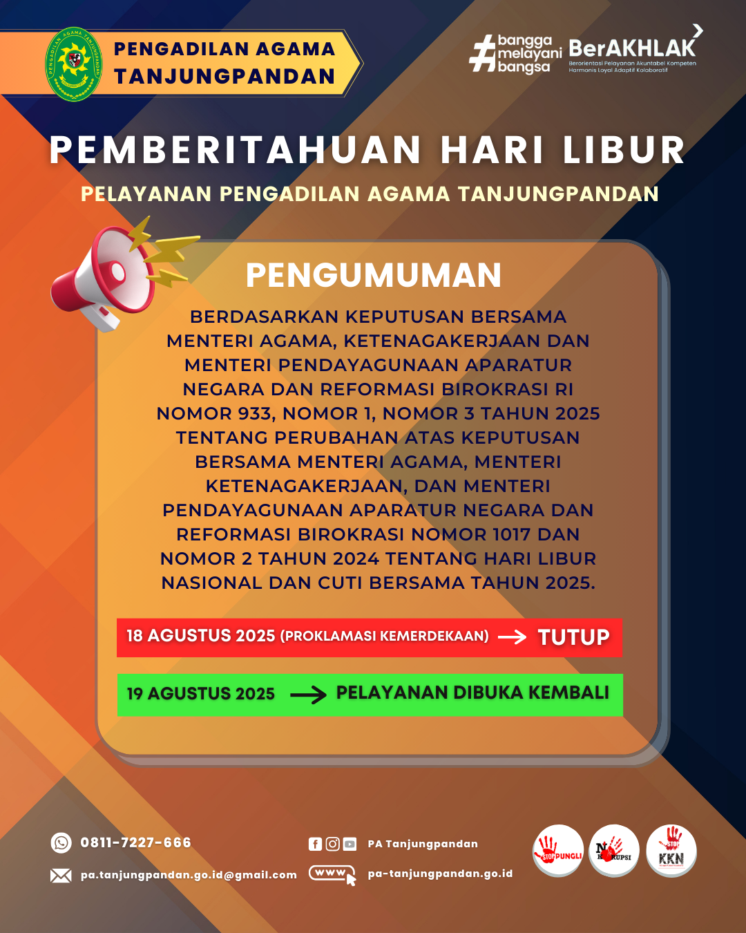 SKB 3 Menteri 18 Agustus 2025