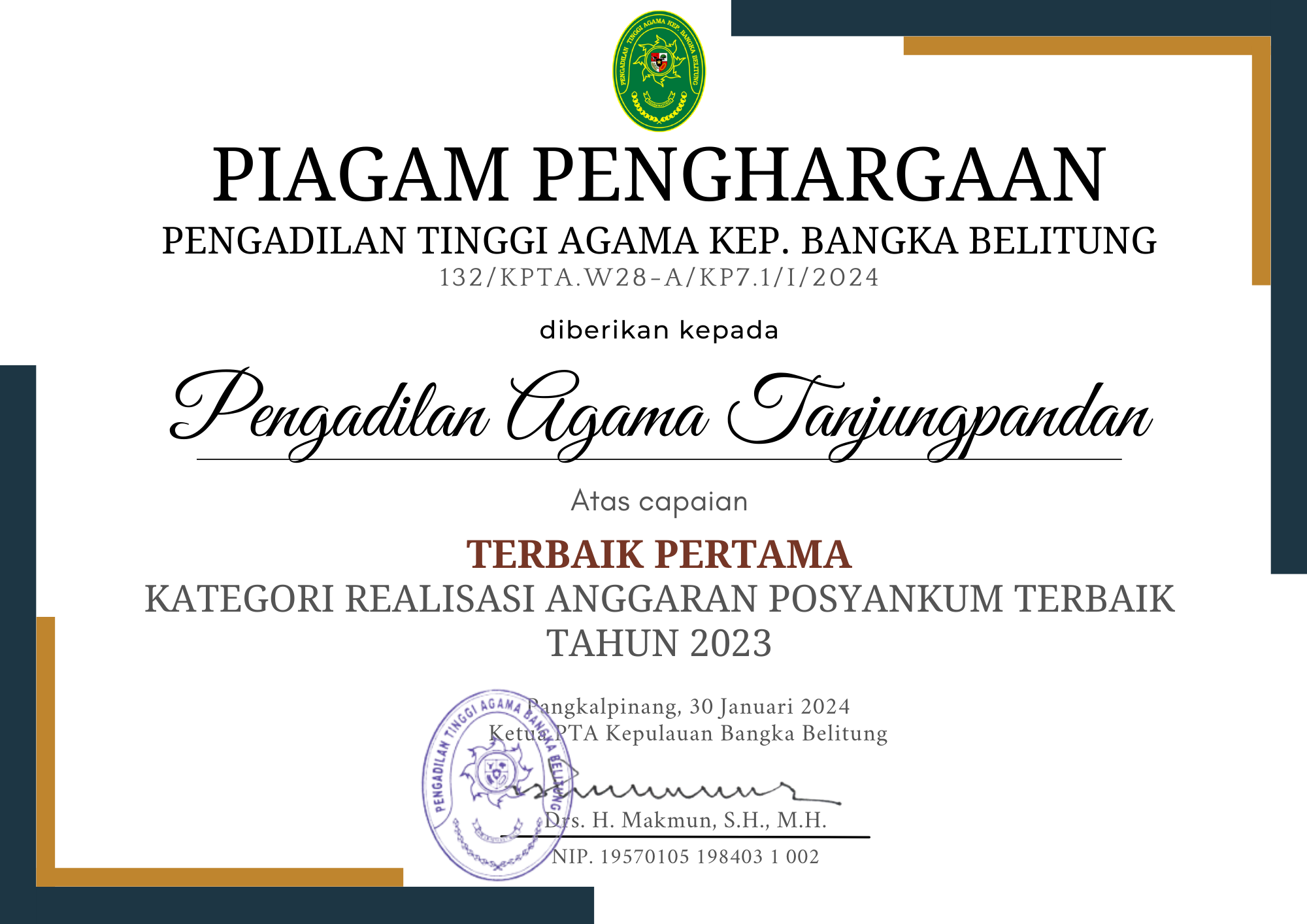 Realisasi Anggaran Posyankum Terbaik 1
