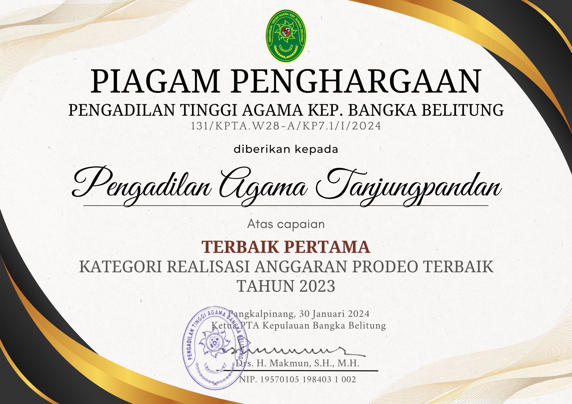 Realisasi Anggaran Prodeo Terbaik 1